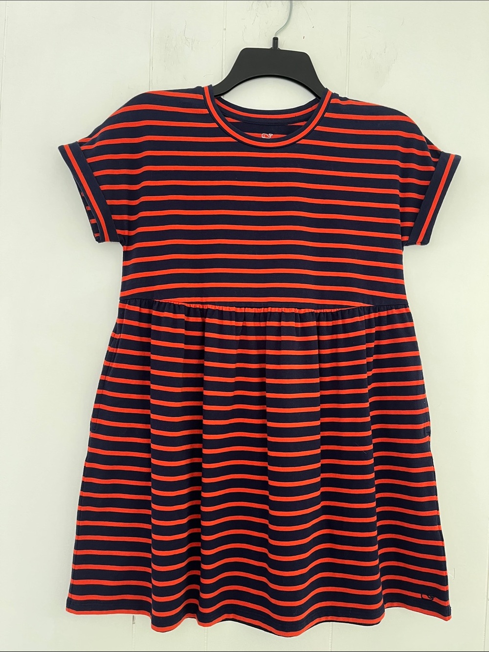 Vineyard Vines Girl’s Every Day Jersey Dress Navy Red Size 10-12 Medium